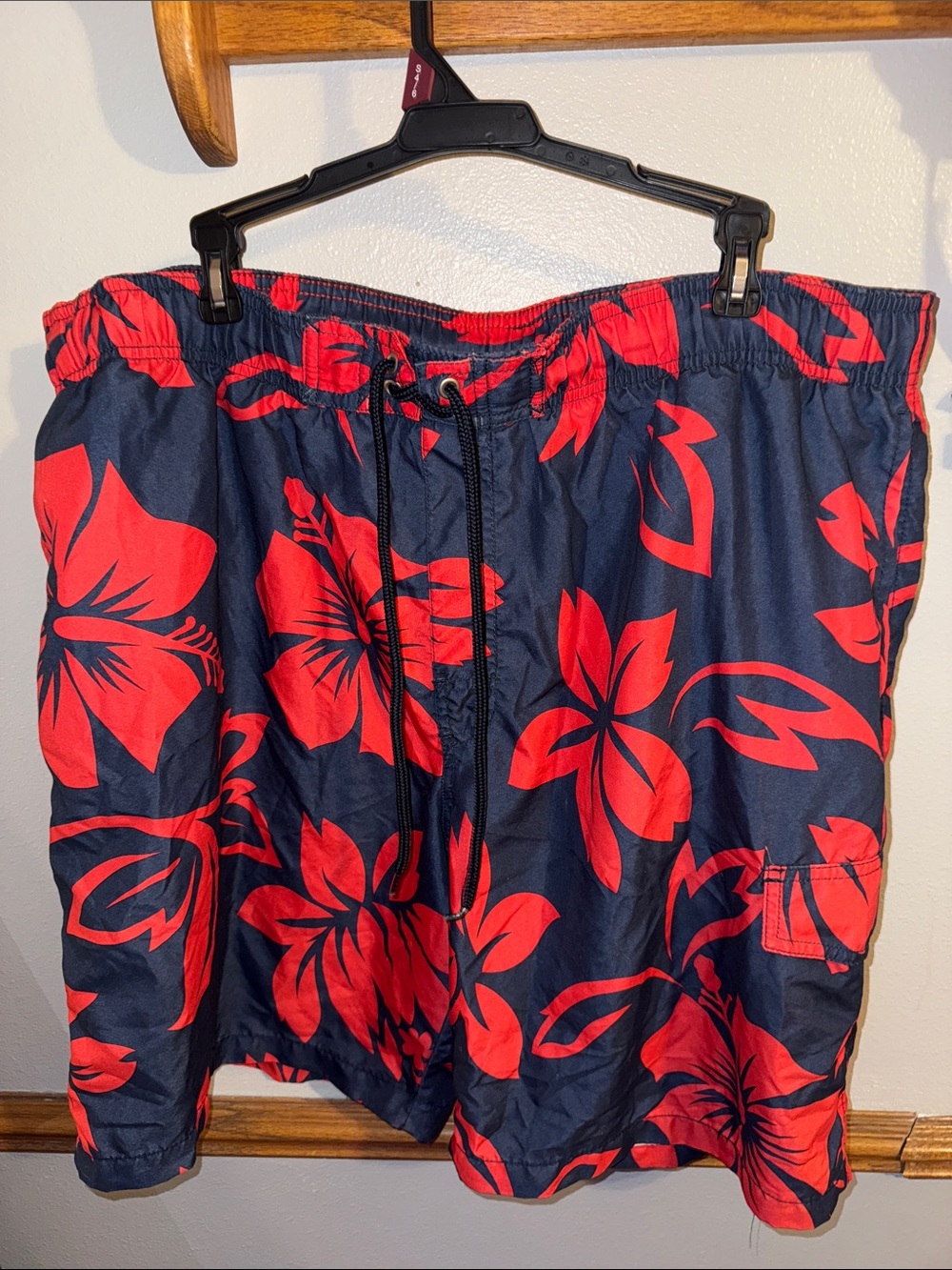 Sonoma Navy Blue & Red Floral Swim Trunks